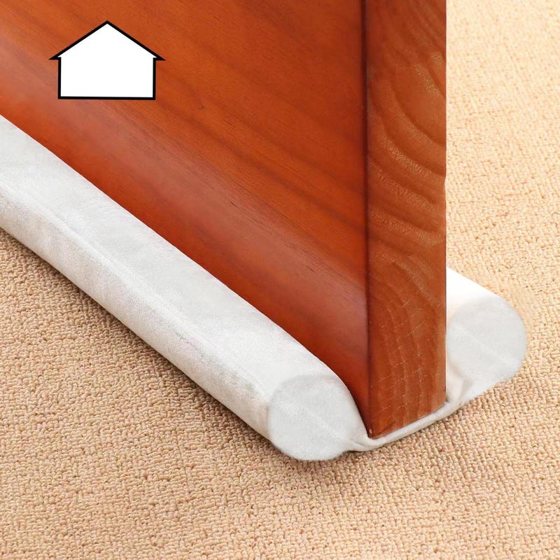 GDHOMM Door Draft Stopper, Door Sweep, Weather Stripping Door Seal Strip Household Products, Door air Blocker, Light Blocker, Noise Blocker, Energy Saving, 30"" to 36"" Size Adjustable (White) - Image 1